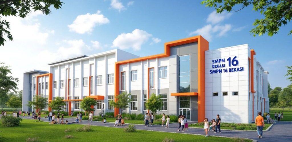 SMPN 16 Bekasi dengan siswa beraktivitas di luar